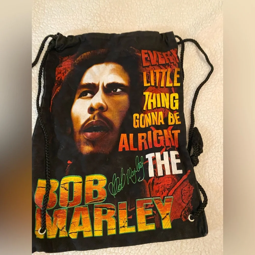 Bob Marley Black Drawstring Backpack